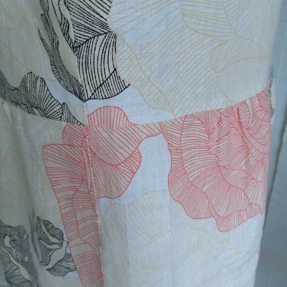 Joan Vass Sleeveless Linen Tunic - Coral and Charcoal - Picture 9 of 16